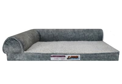 36-Inch Rectangular Orthopedic Bolster Pet Sofa Bed in Dark Grey