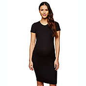 Motherhood Maternity&reg; Medium Rib Knit Maternity T-Shirt Dress in Black
