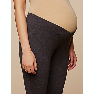 Motherhood Maternity&reg; X-Small 2-Pack BumpStart Under Belly Maternity Leggings in Black/Grey. View a larger version of this product image.