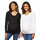 Alternate image 0 for Motherhood Maternity&reg; Large 2-Pack BumpStart Long Sleeve Tops in Black/White