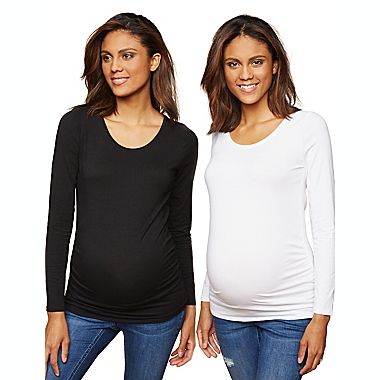 Motherhood Maternity&reg; 2-Pack BumpStart Long Sleeve Tops. View a larger version of this product image.