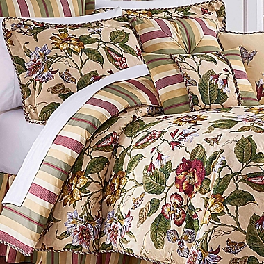 Waverly&reg; Laurel Springs Reversible Queen Comforter Set in Parchment. View a larger version of this product image.
