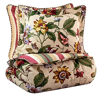 Waverly&reg; Laurel Springs Reversible Queen Comforter Set in Parchment. View a larger version of this product image.