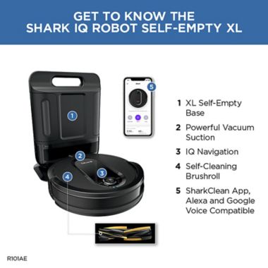Shark IQ Robot Vacuum with XL Self Empty Base, Bagless, Self Cleaning Brushroll RV1001AE. View a larger version of this product image.