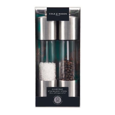 Cole &amp; Mason&reg; Acrylic Salt &amp; Pepper Mill in Stainless Steel (Set of 2). View a larger version of this product image.
