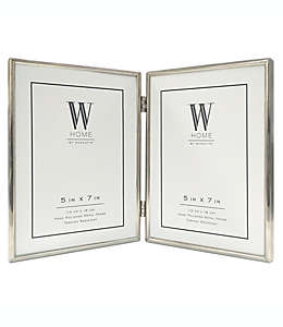 Portarretratos con marco de metal W Home™ con marco estrecho para 2 fotografías