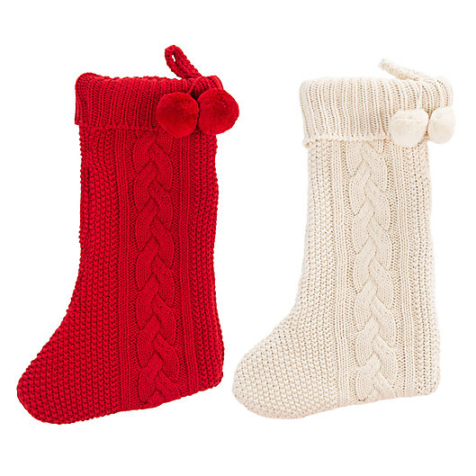 Alternate image 1 for Safavieh Nutmeg Knit Christmas Stockings (Set of 2)