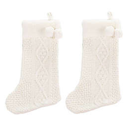 Safavieh Cookie Knit Christmas Stockings in White (Set of 2)