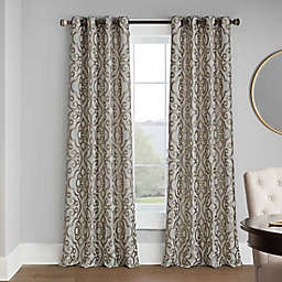 Casual Luxe Talya Scroll 63-Inch Grommet Room Darkening Curtain Panel in Pewter (Single)