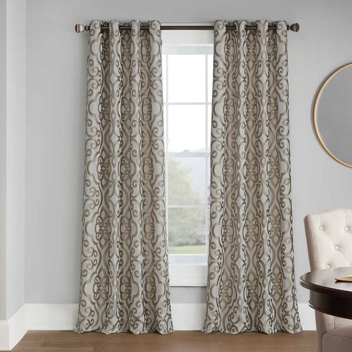 Casual Luxe Talya Scroll Grommet Room Darkening Window Curtain Panel