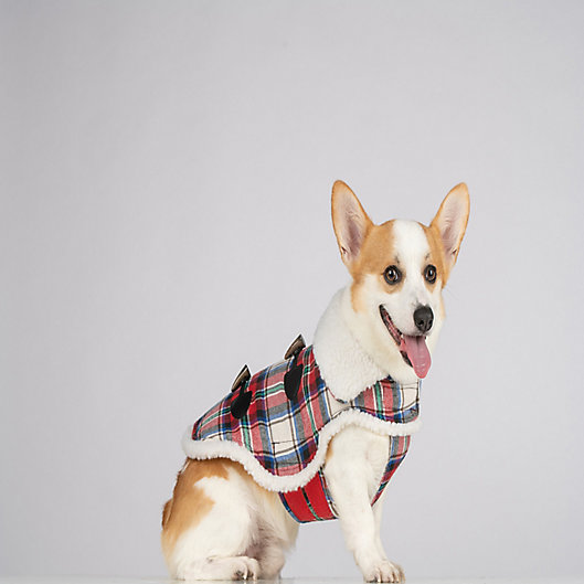 Alternate image 1 for Bee & Willow™ Plaid Sherpa Dog Coat
