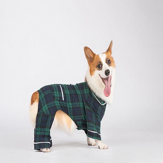 Bee & Willow™ Home Flannel Dog Pajamas in Blue/Green Plaid | Bed Bath ...