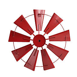 22-Inch Metal Wind Spinner Wall Decor in Vintage Red