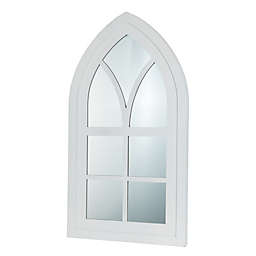 40-Inch x 22-Inch Cathedral Windowpane Wall Mirror in White
