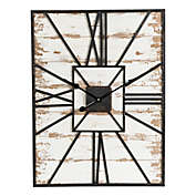 31.5-Inch Farmhouse Wall Clock in White/Black