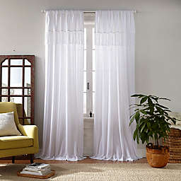 Calypso Tassel Semi Sheer 84-Inch Rod Pocket Window Curtain Panel in White (Single)