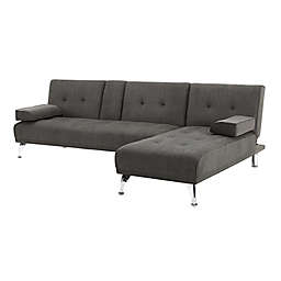 Lifestyle Solutions® Mecca Flip Sleeper Sectional Sofa in Charcoal