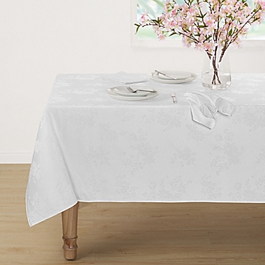 Spring Jubilee Damask 60-Inch x 144-Inch Oblong Tablecloth in White. View a larger version of this product image.