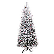 6.5-Foot Newbury Easy Stow Pre-Lit Flocked Artificial Christmas Tree