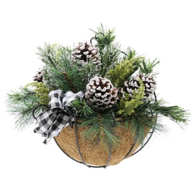 Flora Bunda 13-Inch Christmas Arrangement in Hanging Basket