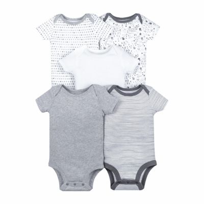 Lamaze&reg; Newborn 5-Pack Short Sleeve Bodysuits in Grey/Multi