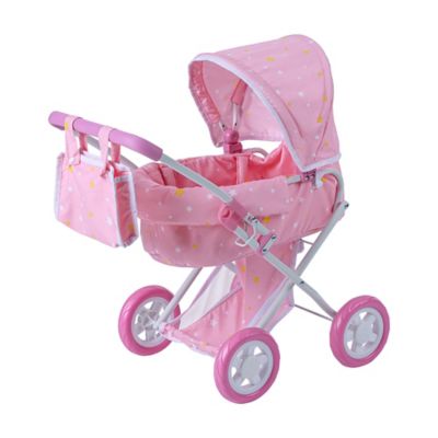 Olivia's Little World Kids Foldable Baby Doll Stroller Pram, Pushchair, Stroller Playset, Pink