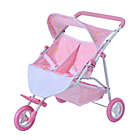 Alternate image 0 for Oliva&#39;s Little World Twinkle Stars Princess Deluxe Baby Doll Twin Stroller in Pink/White