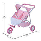 Alternate image 3 for Oliva&#39;s Little World Twinkle Stars Princess Deluxe Baby Doll Twin Stroller in Pink/White