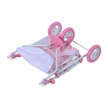 Oliva&#39;s Little World Twinkle Stars Princess Deluxe Baby Doll Twin Stroller in Pink/White. View a larger version of this product image.