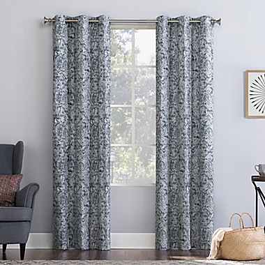 No. 918&reg; Kenji Medallion 63-Inch Draft Shield Room Darkening Curtain Panel in Navy (Single). View a larger version of this product image.