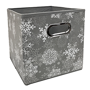 Relaxed Living Serenity Snowfall 11-Inch Square Collapsible Storage Bin in Grey. View a larger version of this product image.