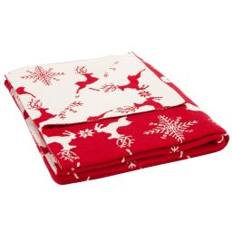 Safavieh Reversible Dancer Reindeer Throw Blanket in Red