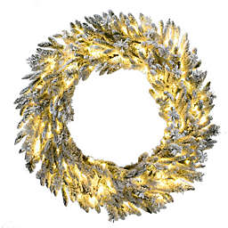Christmas Time® 36-Inch Silverado Pine Flocked Artificial Christmas Wreath in White