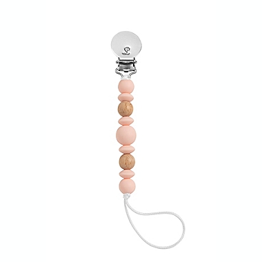 Loulou Lollipop&reg; Luna Pacifier Clip with Metal Fastener in Pink Salt. View a larger version of this product image.