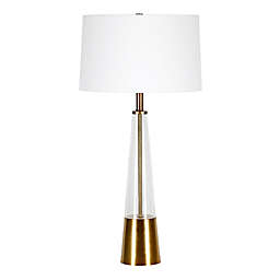 Hudson&Canal® Vivien Glass and Metal Table Lamp with Linen Fabric Shade