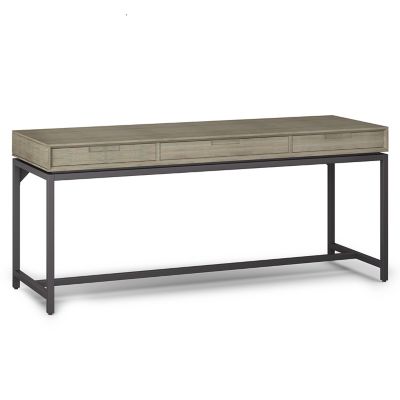 Simpli Home Banting Solid Hardwood Mid Century Wide Desk in Distressed Grey