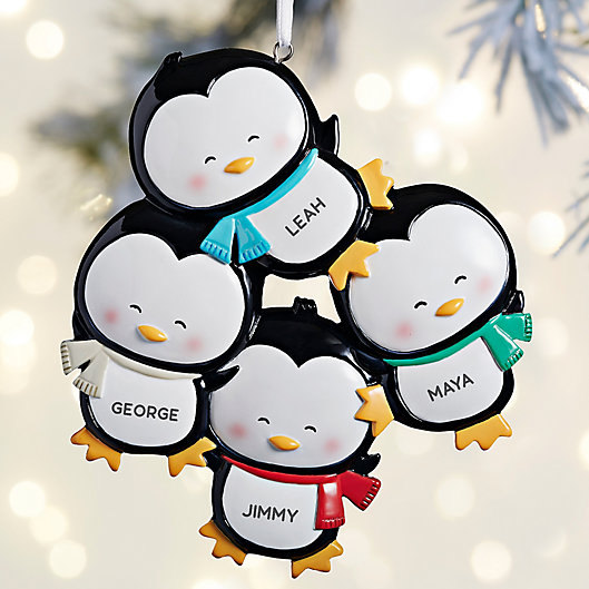 Alternate image 1 for Penguin Family 5.3-Inch 4-Penguin Christmas Ornament in White