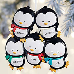 Penguin Family 4.8-Inch 5-Penguin Christmas Ornament in White
