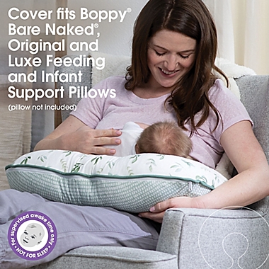 Boppy&reg; Organic Cotton Nursing Pillow Cover in Green Little Leaves. View a larger version of this product image.