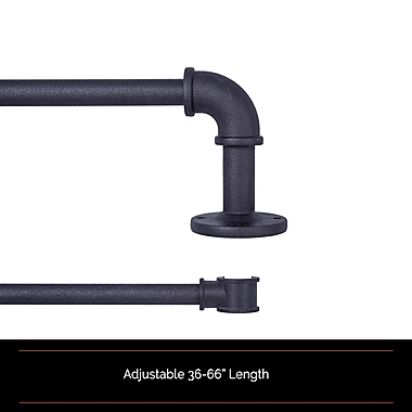 Sun Zero Bronn 36-Inch - 66-Inch Telescoping Room Darkening Double Curtain Rod in Matte Black. View a larger version of this product image.