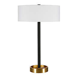 Hudson&amp;Canal&reg; Estella Table Lamp in Black/Brass with White Fabric Shade