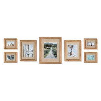 Gallery Perfect 7-Piece Matted Rustic Wood Wall Frame Set in Brown