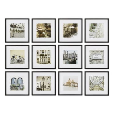 Gallery Perfect 12-Piece Wall Frame Set in Black with White Mat