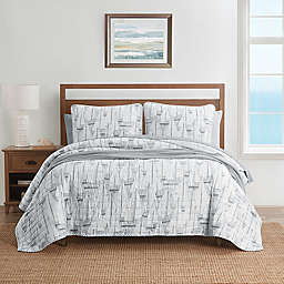 Nautica® Clipper Reversible 3-Piece King Quilt Set in Grey