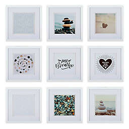 Gallery Perfect 9-Piece Wall Frame Set in White with White Mat