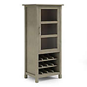 Simpli Home Avalon Solid Wood High Storage Wine Rack Cabinet in Distressed Grey