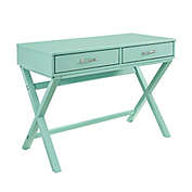 Nelle 2-Drawer Desk in Turquoise