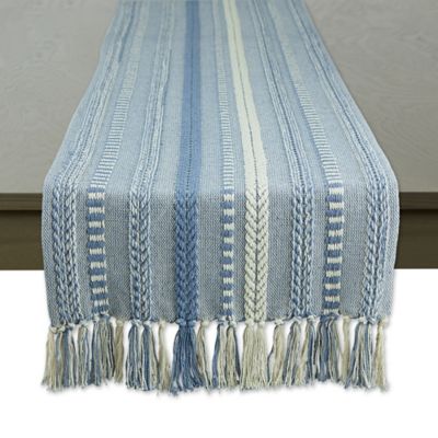 handwoven table mat Woven table runner light blue color blocks