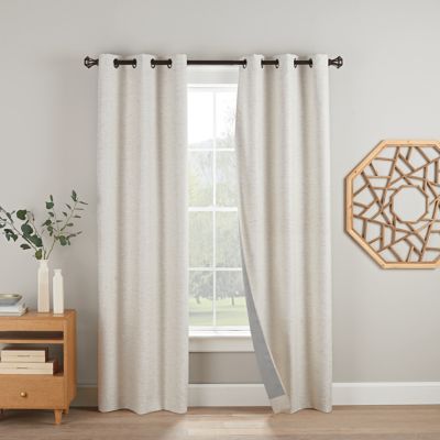Eclipse Duvall 108-Inch Grommet 100% Blackout Window Curtain Panels in Linen (Set of 2)