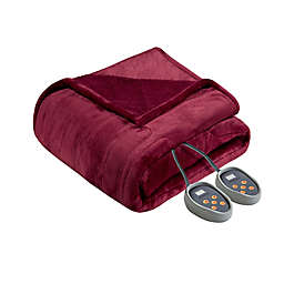 Beautyrest Microlight-to-Berber Reversible Twin Heated Blanket in Garnet